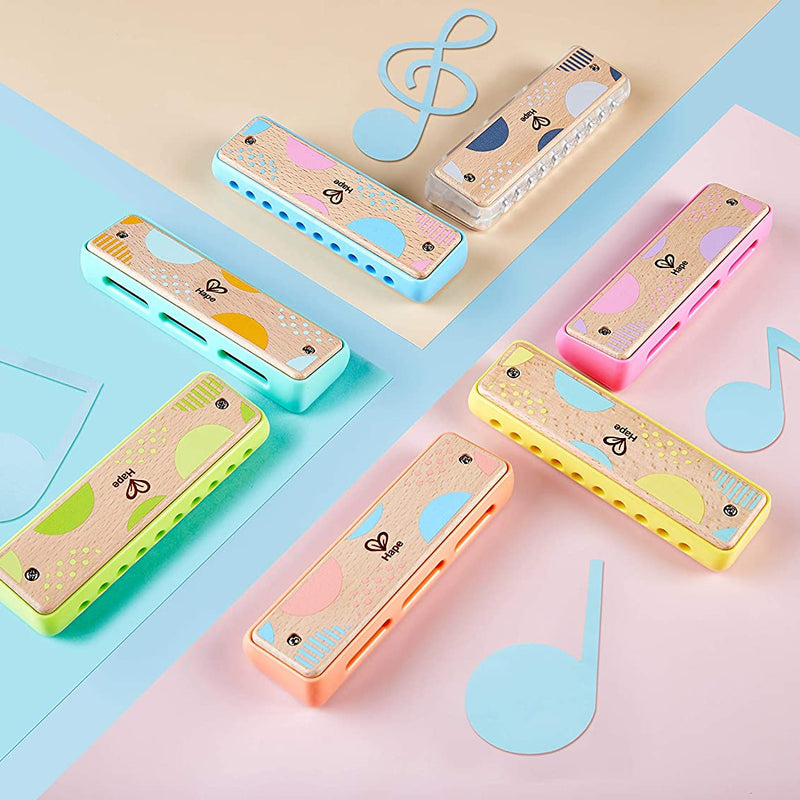 Hape Blues Harmonica 10 Hole Wooden Musical Instrument Toy