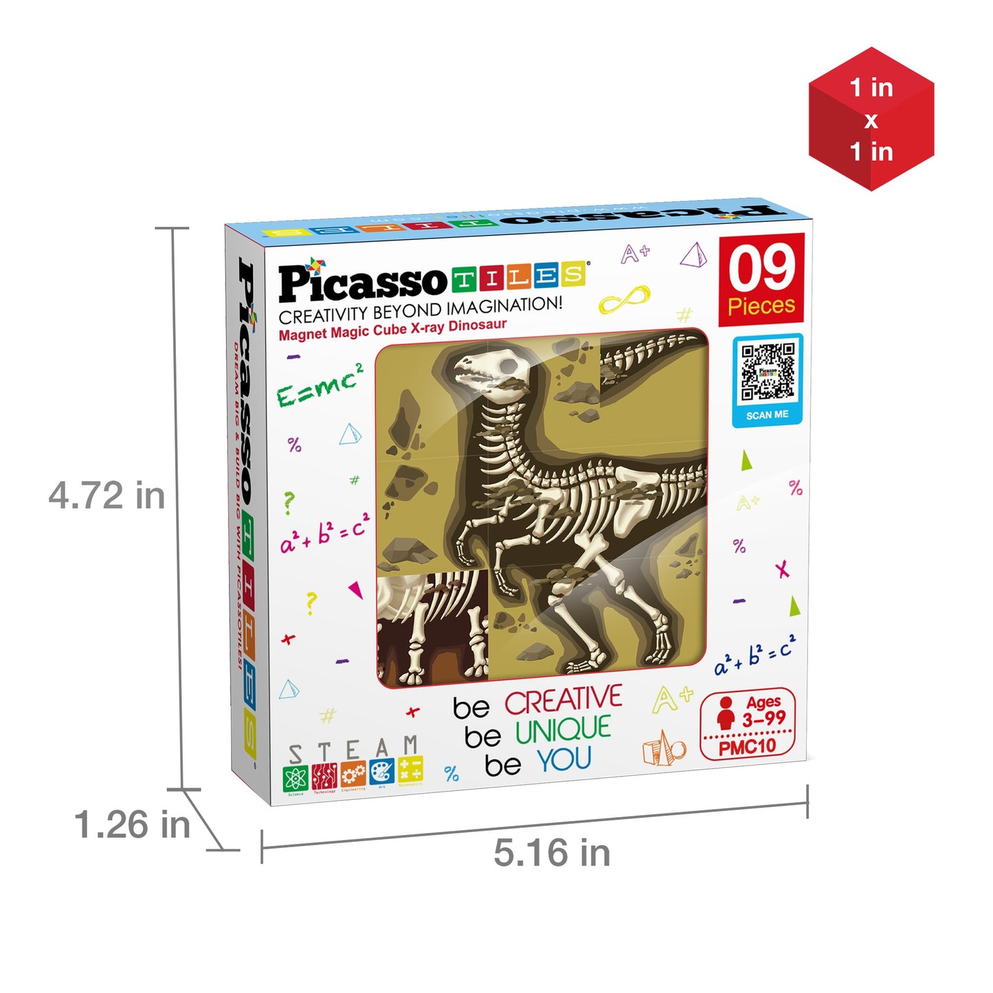 PicassoTiles 9pc Block Puzzle Magnetic Cubes PMC10