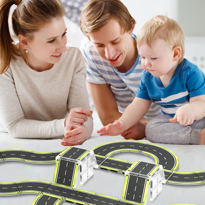 PicassoTiles Magnetic Car Track Set - Speedway Themed Set