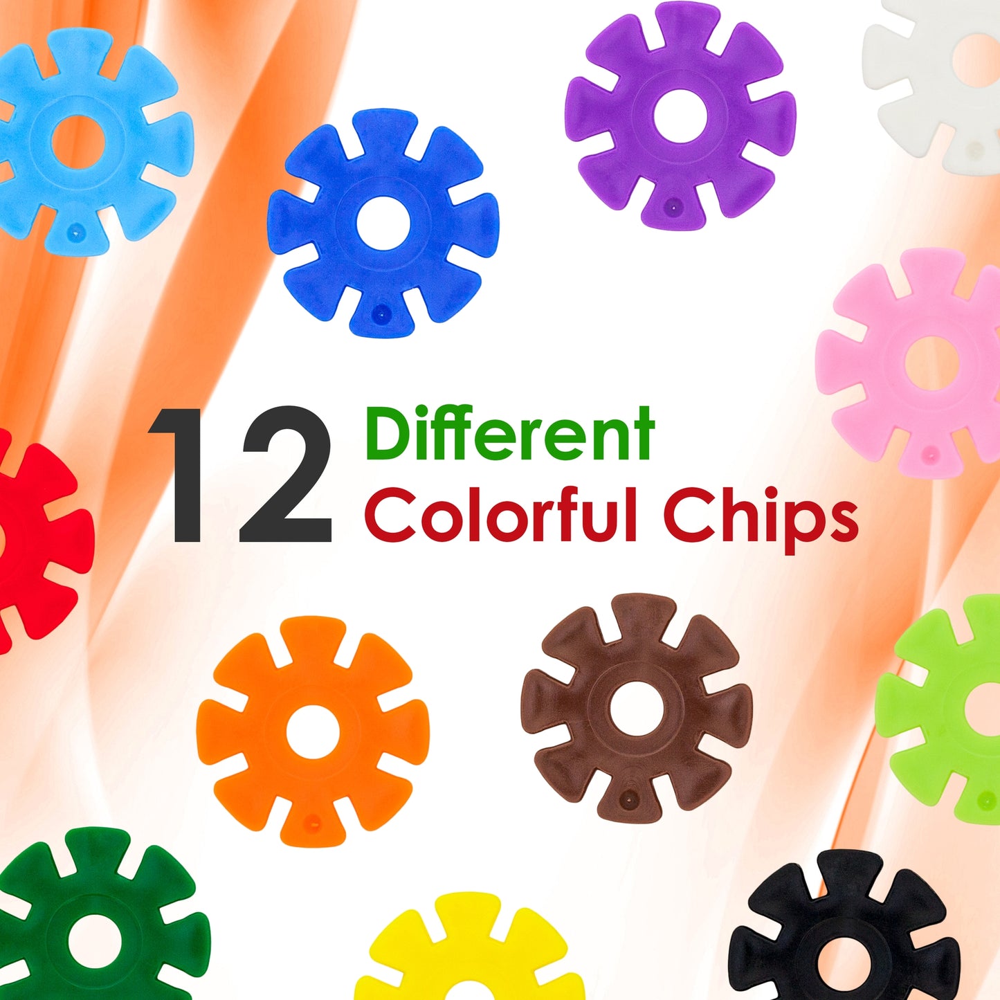 PicassoTiles 108pc Building Chips in 12 Colors PTF108-MIX