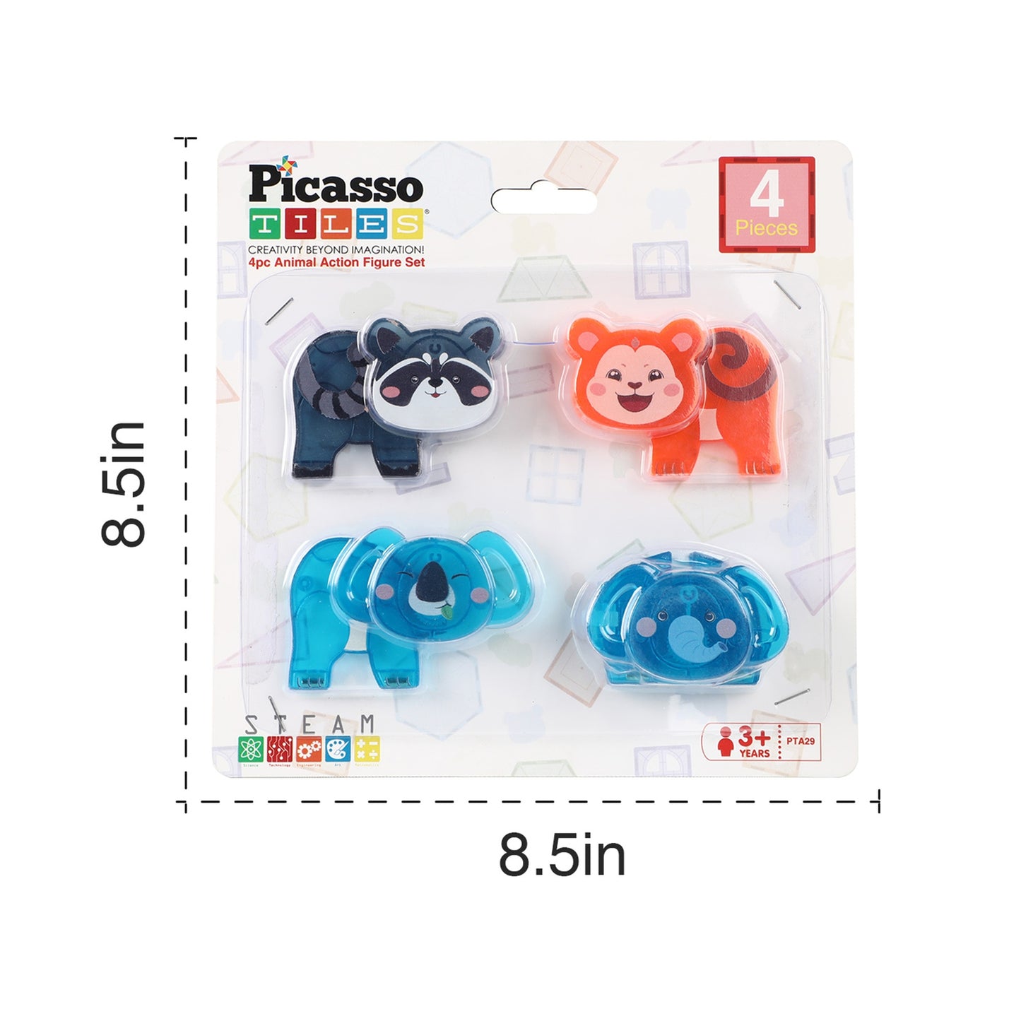 PicassoTiles 4pc Animal Action Figure Set PTA29