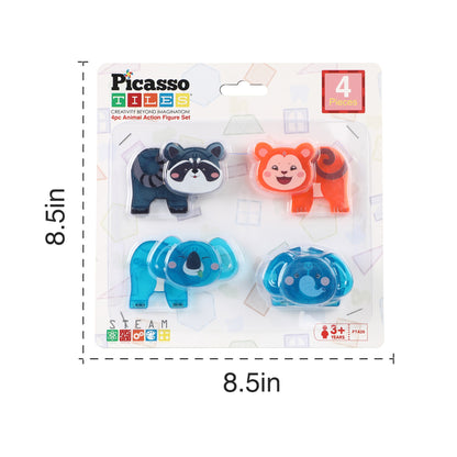 PicassoTiles 4pc Animal Action Figure Set PTA29