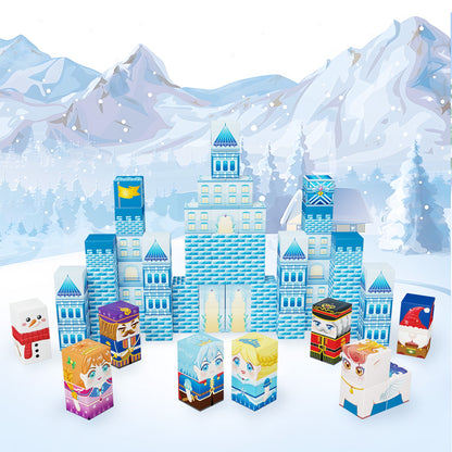 PicassoTiles 72pc Winter Ice Themed Magnet Cube Set PMC72