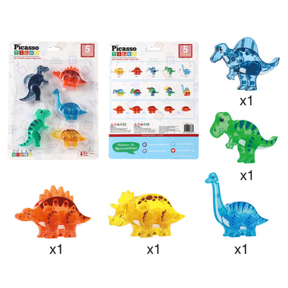 PicassoTiles 5pc Dinosaur Action Figure Set PTA28