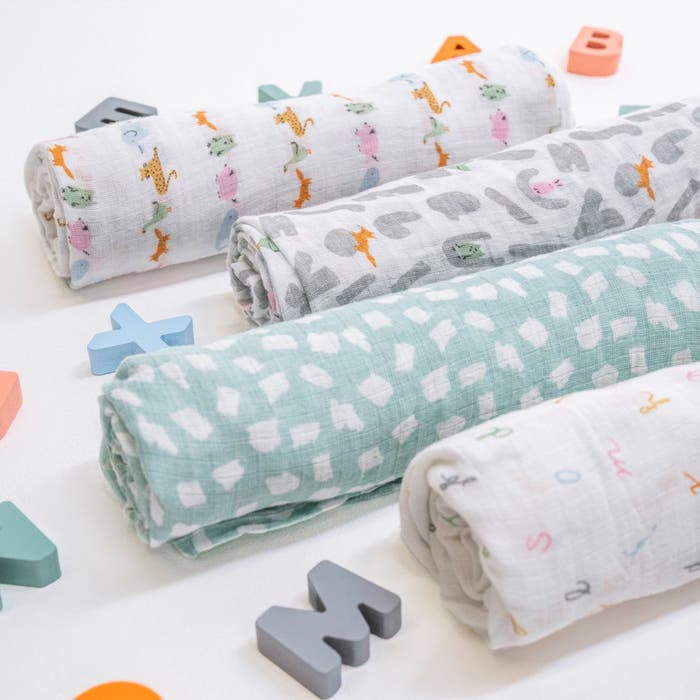 Alphabet Animals 4-pk swaddles