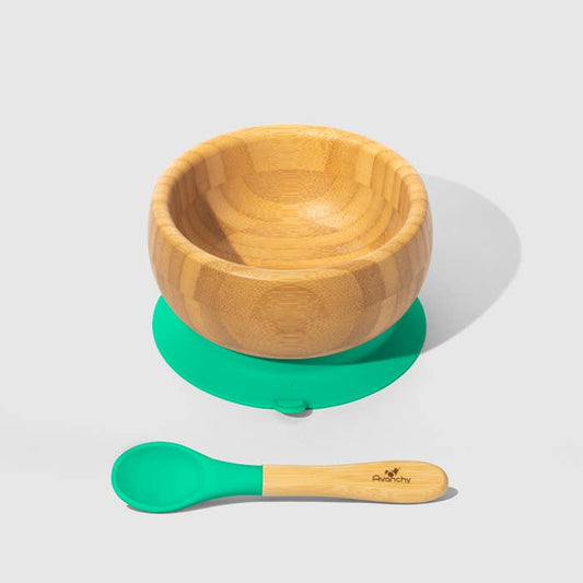 Avanchy Baby Bamboo Stay Put Suction Bowl + Spoon