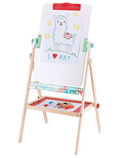 Hape Flip Flat Easel Foldable Double-Sided Free Standing Blackboard & Whiteboard with Chalks, Markers