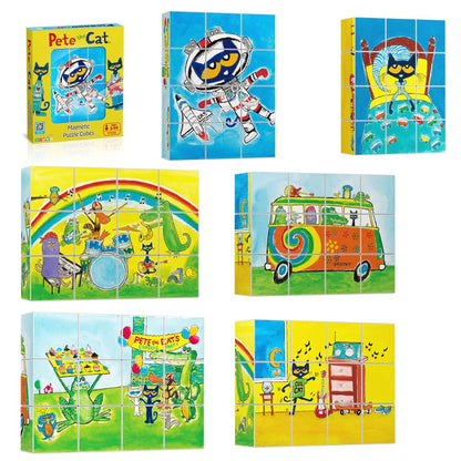 12 Pcs Pete the Cat Magnet Puzzle Building Block Cubes PTC03