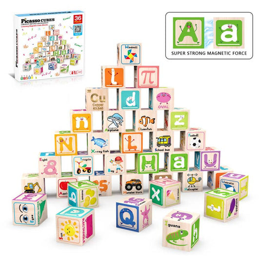 36 Piece Magnetic 1" Cubes Alphabet & Numbers PMC36