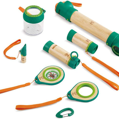 Hape 8 in 1 Nature Fun Kids Plastic Explorer Kit, Working Flashlight, Telescope, Compass, Periscope, and Specimen Jar