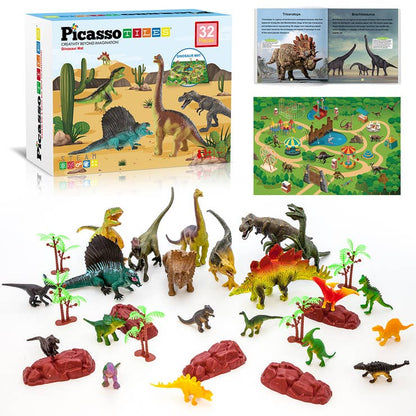 PicassoTiles 32pcs Dinosaur Action Figures Toy Set