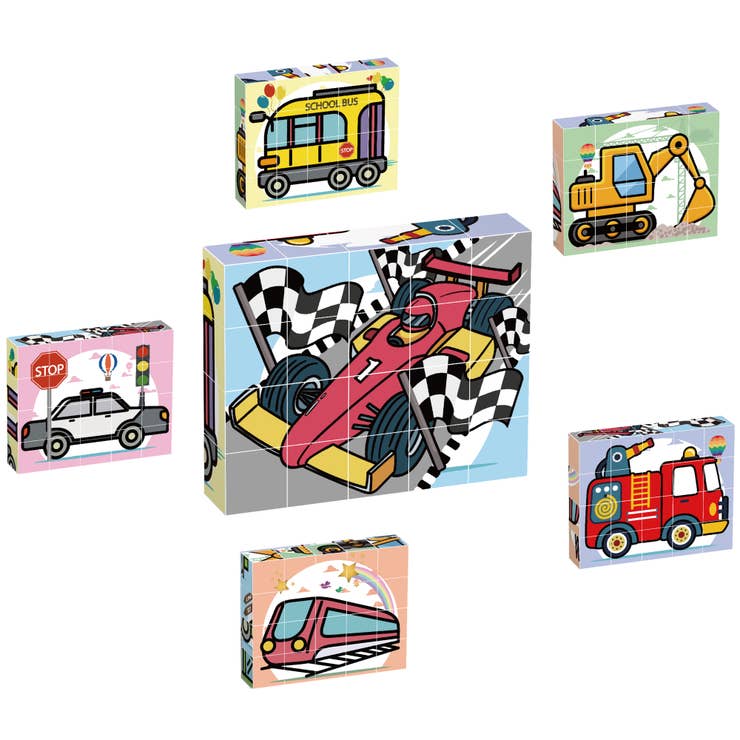 1" Magnetic Cube Puzzle Block Vehicle Set - 20pcs