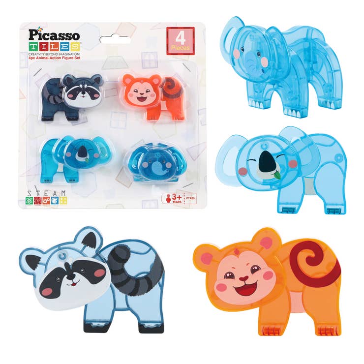 PicassoTiles 4pc Animal Action Figure Set PTA29