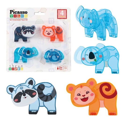 PicassoTiles 4pc Animal Action Figure Set PTA29