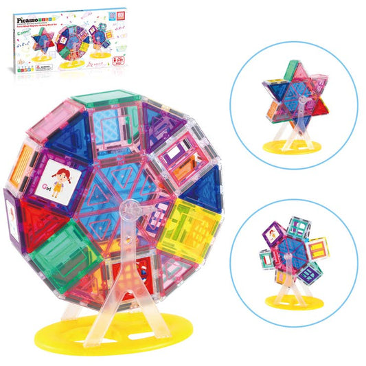 PicassoTiles 63pc Magnet Tile Ferris Wheel Playsets PT01