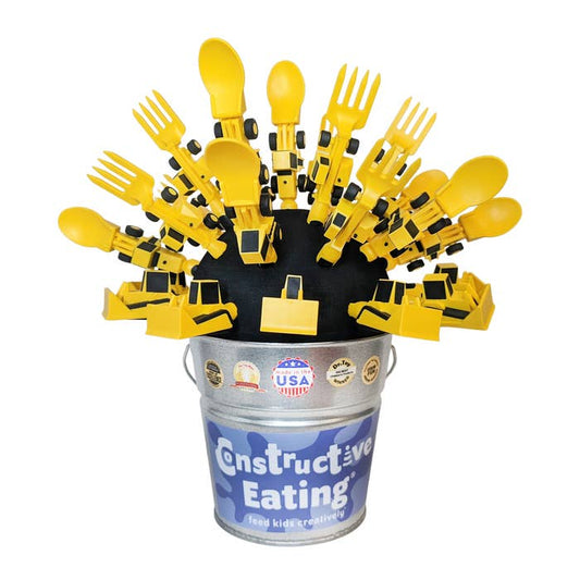 Construction Bucket Display w/ 40 Utensils