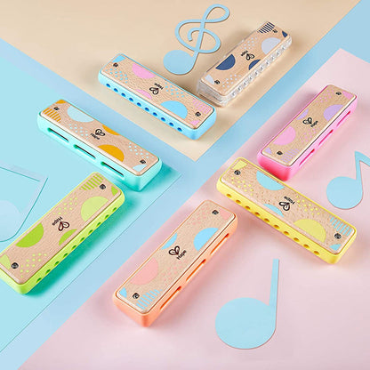 Hape Blues Harmonica 10 Hole Wooden Musical Instrument Toy