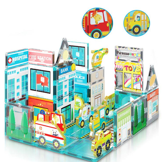 Magnetic Tiles Building Construction Blocks Metro City Town