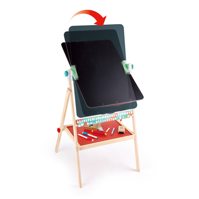 Hape Flip Flat Easel Foldable Double-Sided Free Standing Blackboard & Whiteboard with Chalks, Markers