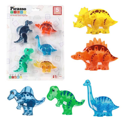 PicassoTiles 5pc Dinosaur Action Figure Set PTA28