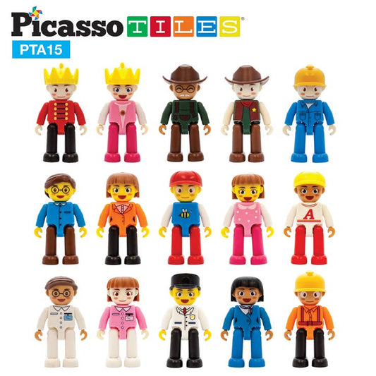 PicassoTiles 15 Piece Character Figure Set PTA15