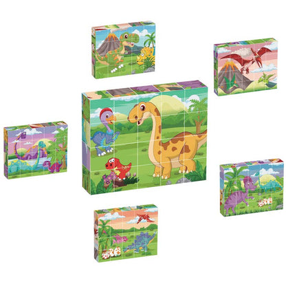 PicassoTiles 1" Magnetic Cube Puzzle Block Dinosaur Set