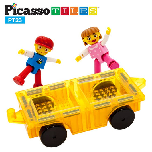 PicassoTiles Car Truck with 2 Action Figure Character Se