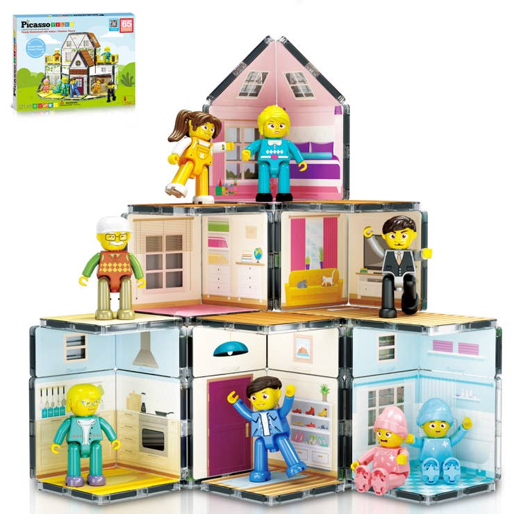 Family Homestead Doll House Double Sided Magnet Tile Playset