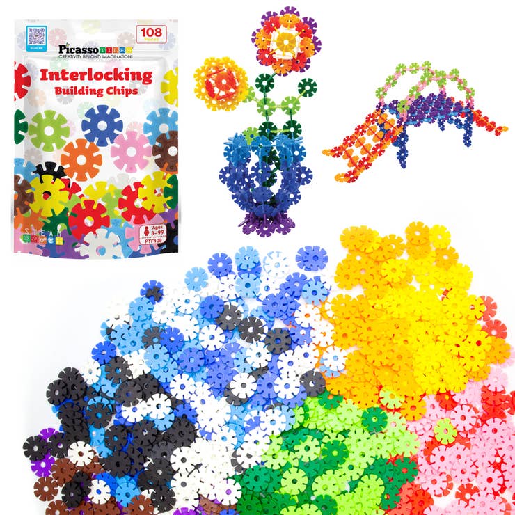 PicassoTiles 108pc Building Chips in 12 Colors PTF108-MIX